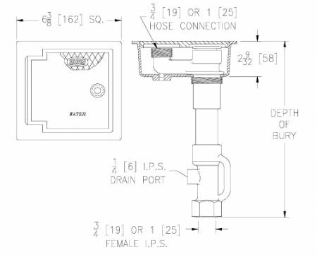 Zurn Ground Hydrant Encased, Flush Type, Non-Freeze